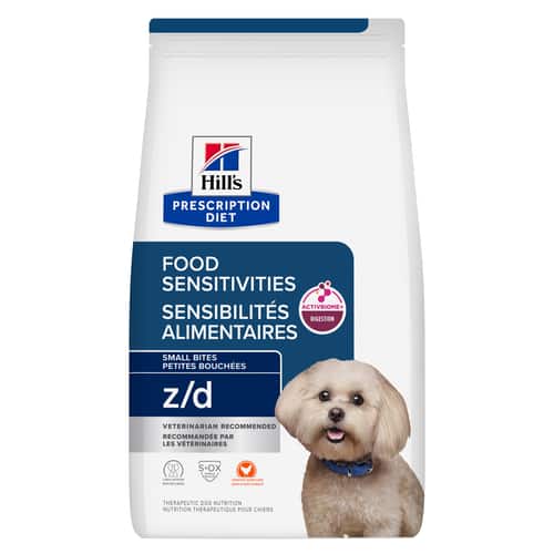 Nourriture pour chiens z/d, petites bouchées à saveur de poulet hydrolysé Visuel